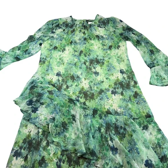 Tuckernuck Water Lilies Sasha Dress Tiered Ruffle Midi Green Floral M NEW READ - Picture 9 of 9